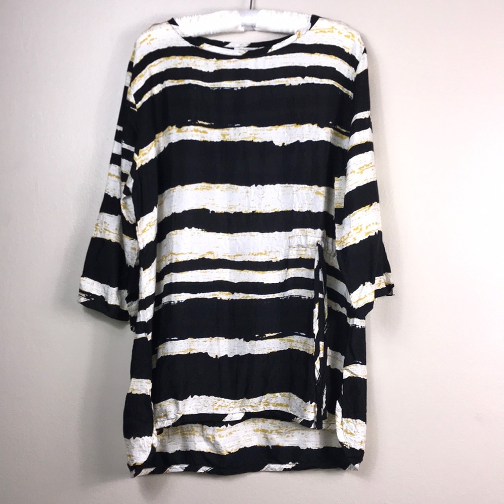 Masai black White chartreuse tunic / dress large